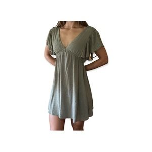 Magnolia Boutique V-Neck Olive Dotted Empire Dress